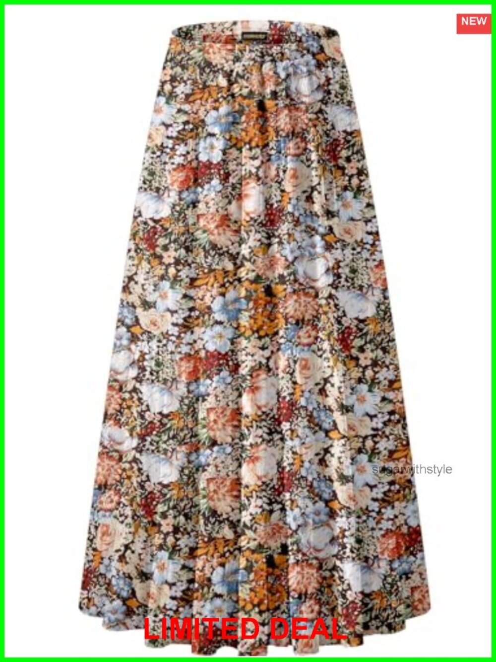 Women's Chiffon High Waist Pleated A-Line Maxi Skirt